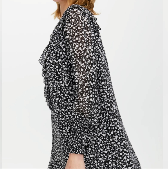 ARITZIA LITTLE MOON Gimlet Black White Floral Ruffle Dress S - Picture 4 of 7